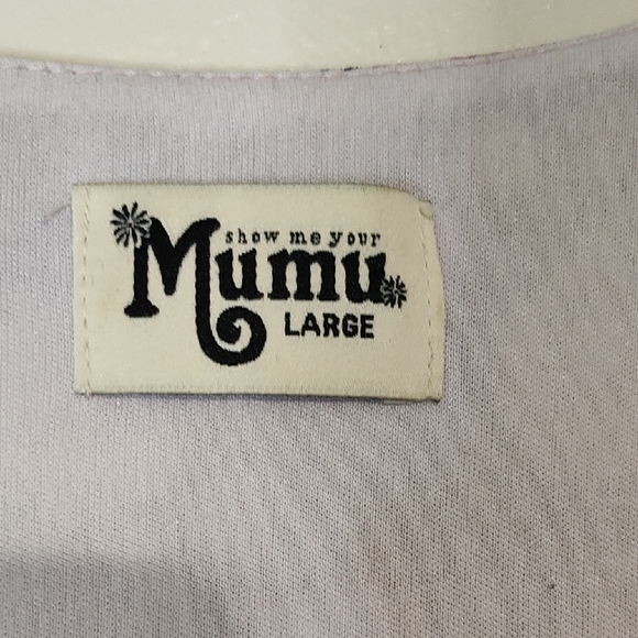 Show Me Your MuMu tunic top Pink and Purple V-Neck Bishop Sleeve Blouse Sz L - Picture 3 of 6